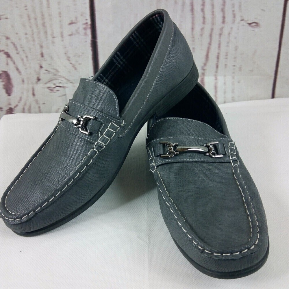 Akademiks Men's Gray Slip On Synthetic Round Toe Casual Dress Shoes 12M